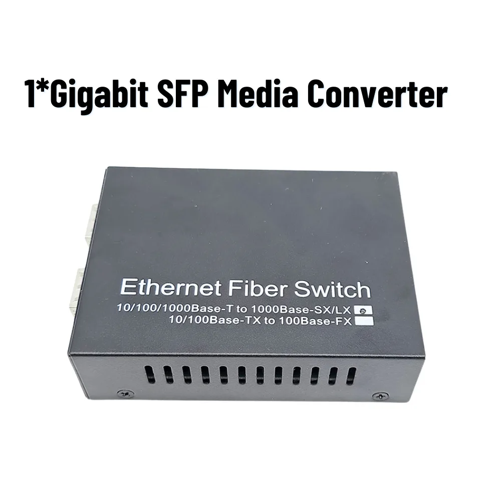 1PCS Gigabit Media Converter To 2 RJ45 Transceiver 10/100/1000M Fiber Optic Switch With 3KM/20KM LC/SC SFP Module