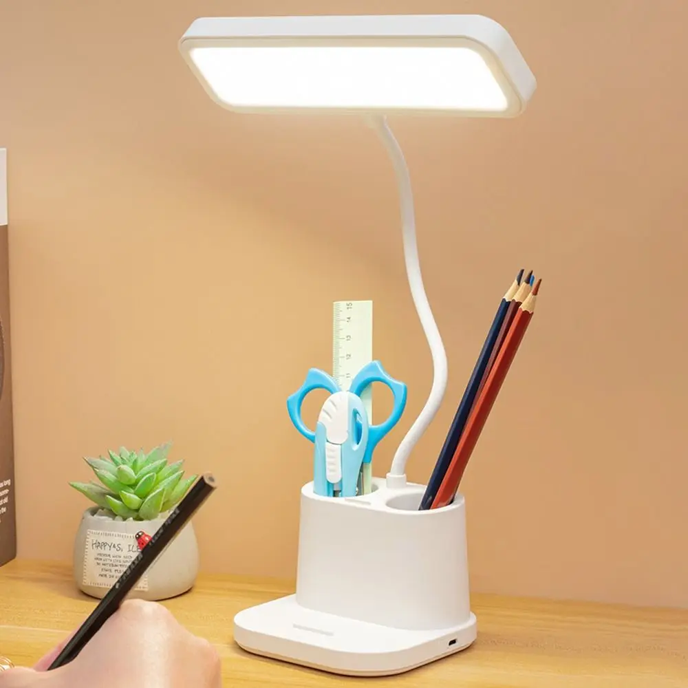 

Adjustable Penholder Desk Lamp Eye Protection Dimmable Tabletop Reading Lamp with Pen Holder&Phone Holder Non-slip