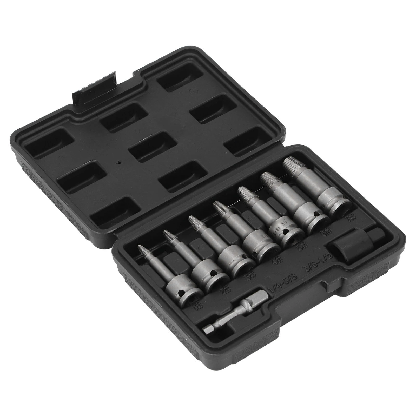 9Pcs 3/8 Drive Screw Extractor Set Hex Easy Out Stripped Screw Remover Kit for Removing Rusted Broken Studs Bolts