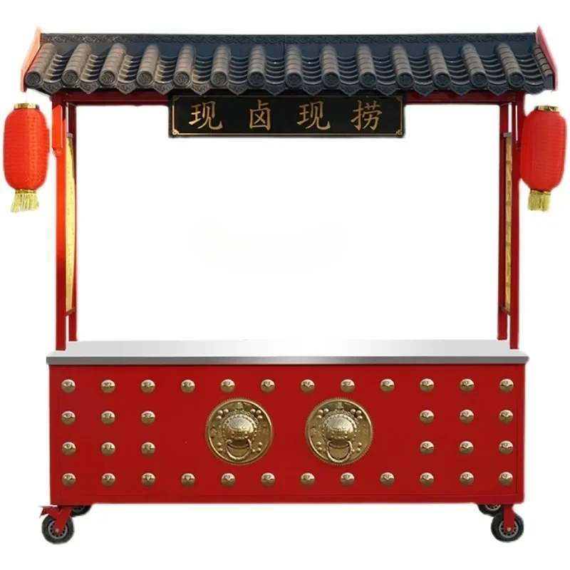 Antique snack cart cart stall mobile retro mobile commercial braised vegetables cooked food multi-function, dining car