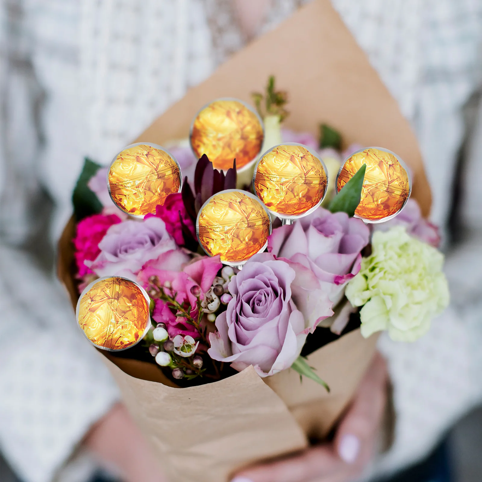 80 Pcs Chocolate Bouquet Cake Holder Stand Cups Wrapper Packing Box Flower Candy Acrylic Truffle Bride Balls Clear