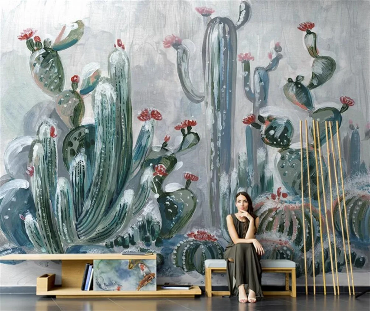 

Customized Wallpaper Nordic Plants Flowers Art Oil Painting Living Room TV Background Wall Sofa 3d Wallpaper papel de parede