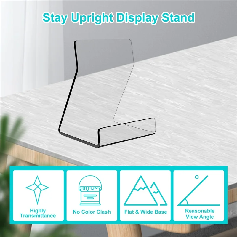 Acrylic Upright Display Stand, 6 PC 4 Inch Clear Display Holder Easel Base Picture Frame For Home Office School Store-[A002]