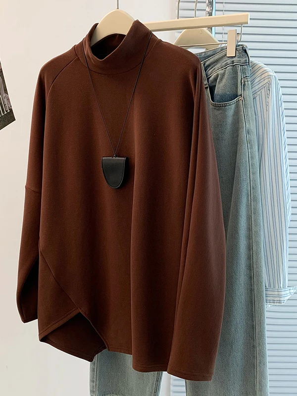 Cseta de Cuello Alto ueso, Estilo Coreano, Otoño Invierno, Nueva Moda, Cseta Interior Irregular para Mujer