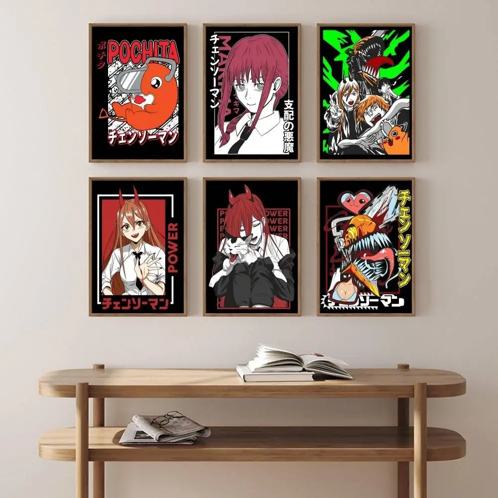 Anime Chainsaw Man Poster Poster dekorative Gemälde Studie Schlafzimmer Bar Hintergrund Wandmalereien Geschenke