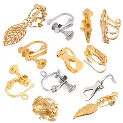 10pcs Stainless Steel Adjustable Flat Head U Screw Clip Earrings Base No Pierced Clip Back Clip on Earring Converter Accessories
