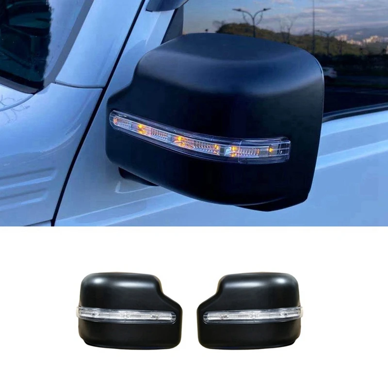 Car Rear View Mirror Cover With LED Turn Lights For Suzuki Jimny JB64 JB74 2019-2022 Replacement Accessories Side Mirror Caps