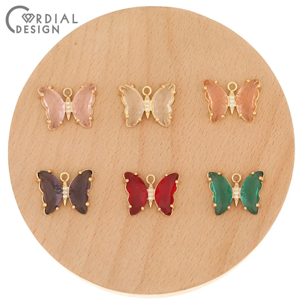 

Cordial Design 50Pcs 15*20MM Jewelry Accessories/DIY Making/Hand Made/Butterfly Shape/Crystal Charms/Earring Findings/CZ Pendant