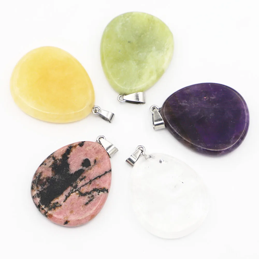 

8pcs/lot New Natural Stone Necklaces Pendants Water Drop Charms DIY Fashion Jewelry Accessories Making Wholesale Free Shipping