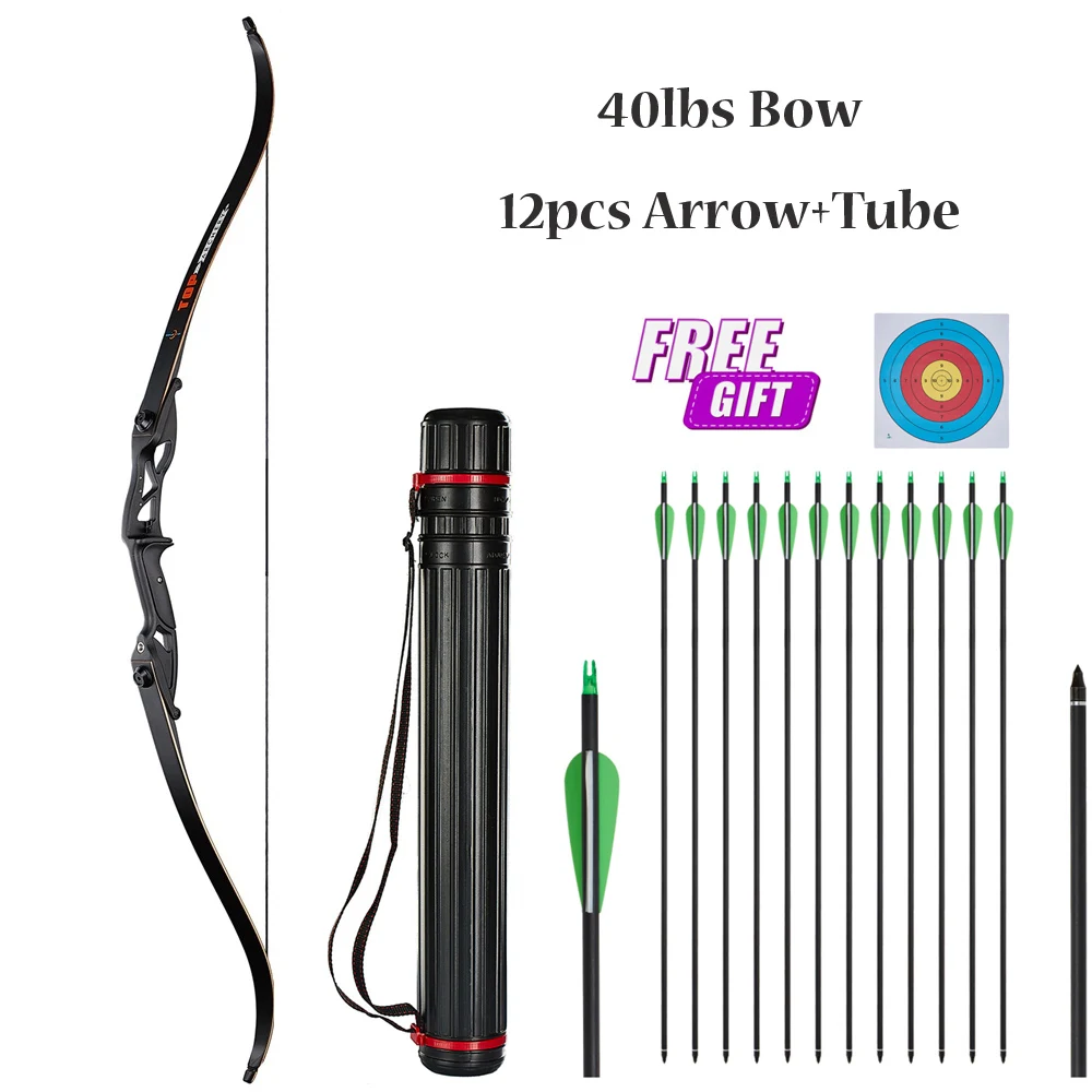 전문 양궁 리커브 활, 사냥용 테이크 다운 활, 야외 슈팅 스포츠 활 및 혼합 탄소 화살 세트, 30-50lbs