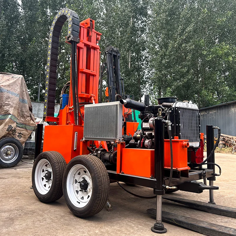 Perforadora de pozos de agua personalizada, plataforma de perforación de pozos de agua hecha a medida, alimentada por diésel, tipo pista, Max.200m