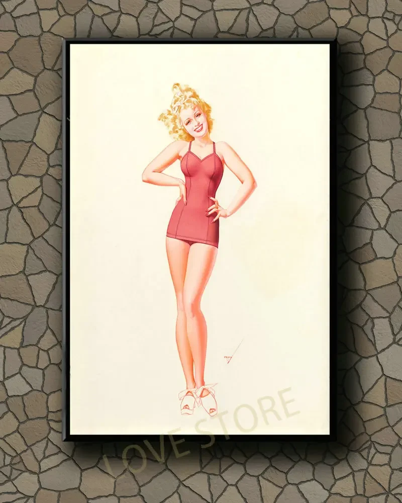P415 Vintage Beautiful Pin-up Girl Classic Picture 556 Silk Fabric Poster Art Decor Indoor Painting Gift
