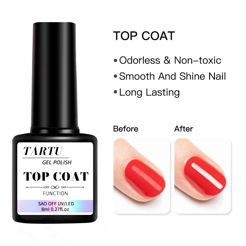 8 ml Set de gel funcional para uñas con capa base y capa de brillo, capa mate, gel polish removible para diseño de uñas 4