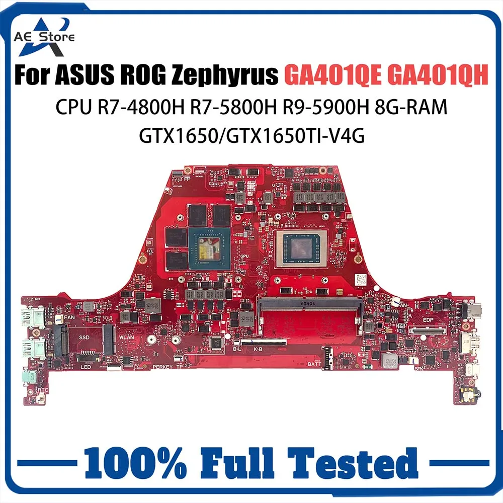 

GA401Q Notebook Mainboard For ASUS ROG Zephyrus GA401QE GA401QH Laptop Motherboard R7 R9 CPU GTX1650 GTX1650TI-V4G 8G