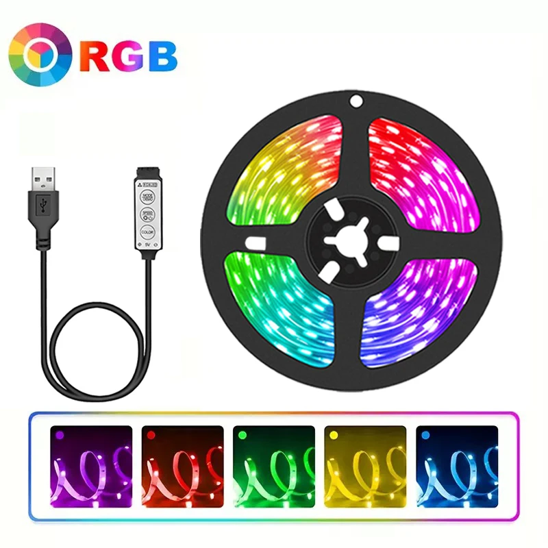 3M Usb RGB Led Strip Lights With 3 Bottom Color Changing 5V Led Tape Lights For Tv Backlight Bedroom Decoration