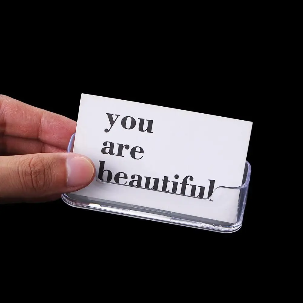 شفافة مذكرة حامل قصاصة مكتب الرف صندوق بطاقة عرض موقف حامل بطاقة الأعمال صندوق تخزين مكتبي مكتب أصحاب الأعمال