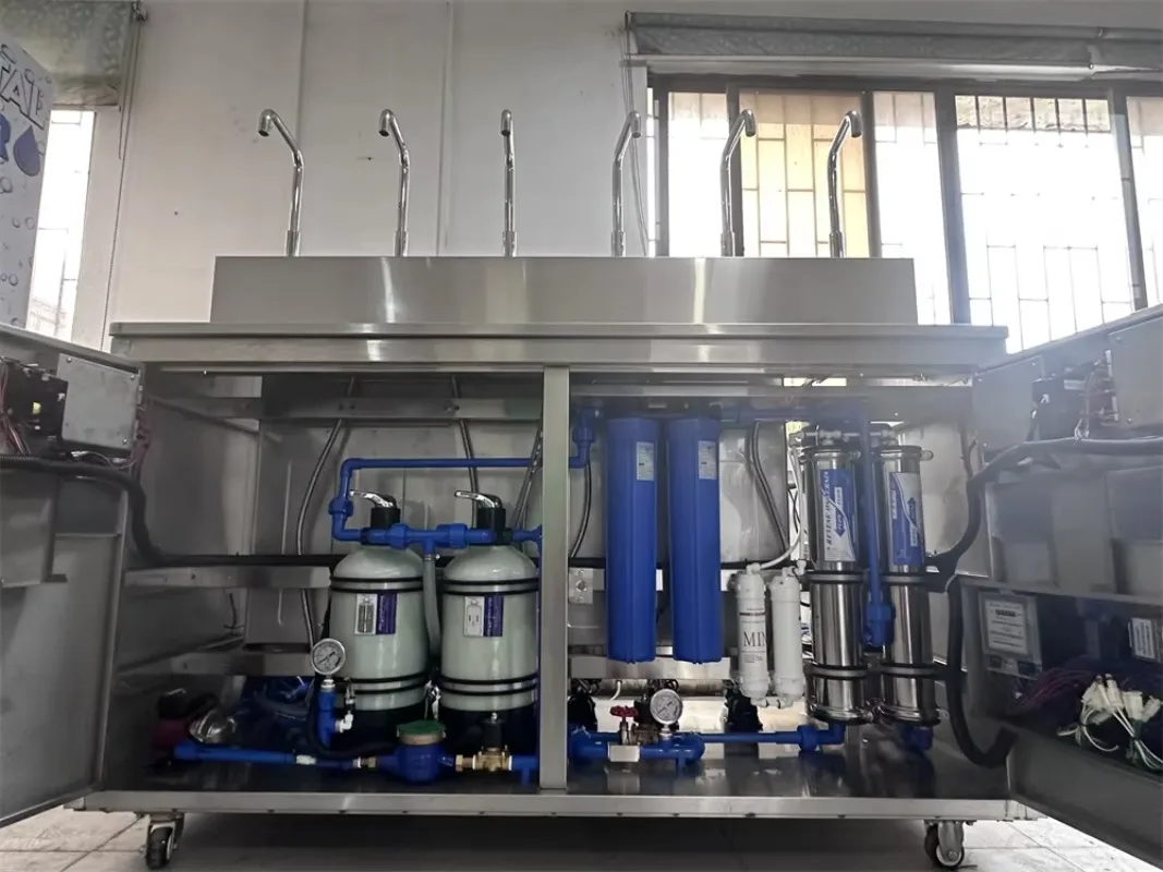 Stainless steel bearing 6 heads coin ic purified water vending machine 5 gallon bottle filling station