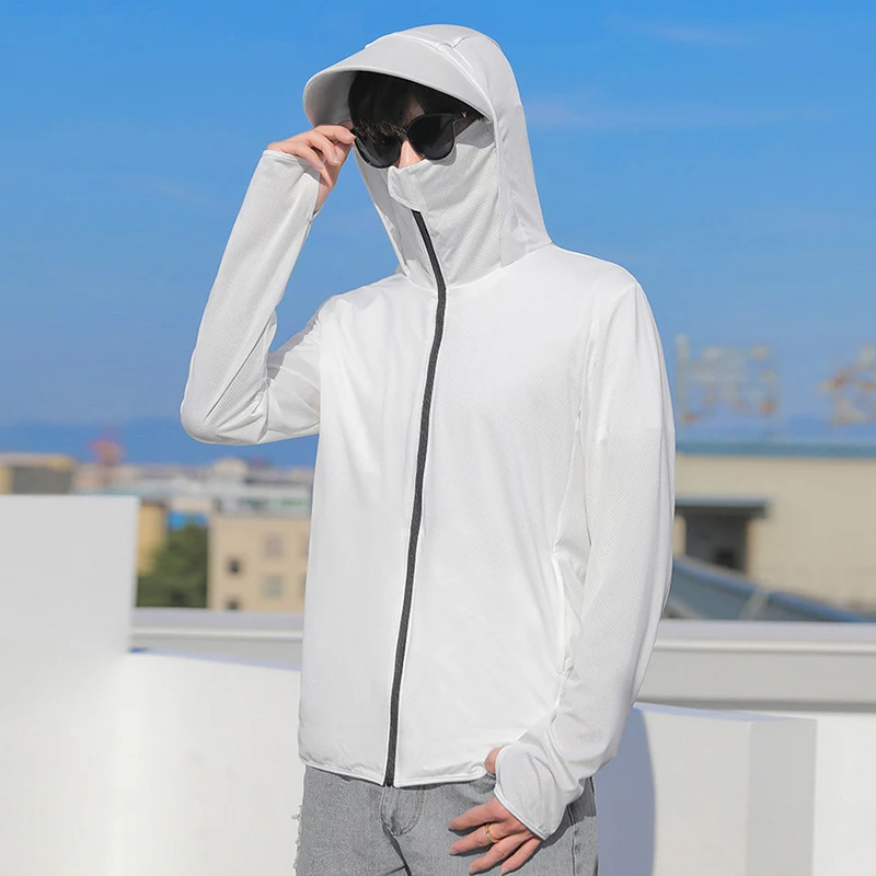 

2023 Summer UPF 50+ UV Sun Protection Skin Coats Men's Windbreaker Sportswear Hooded Outwear Quick Dry Jackets Sunscreen Tops