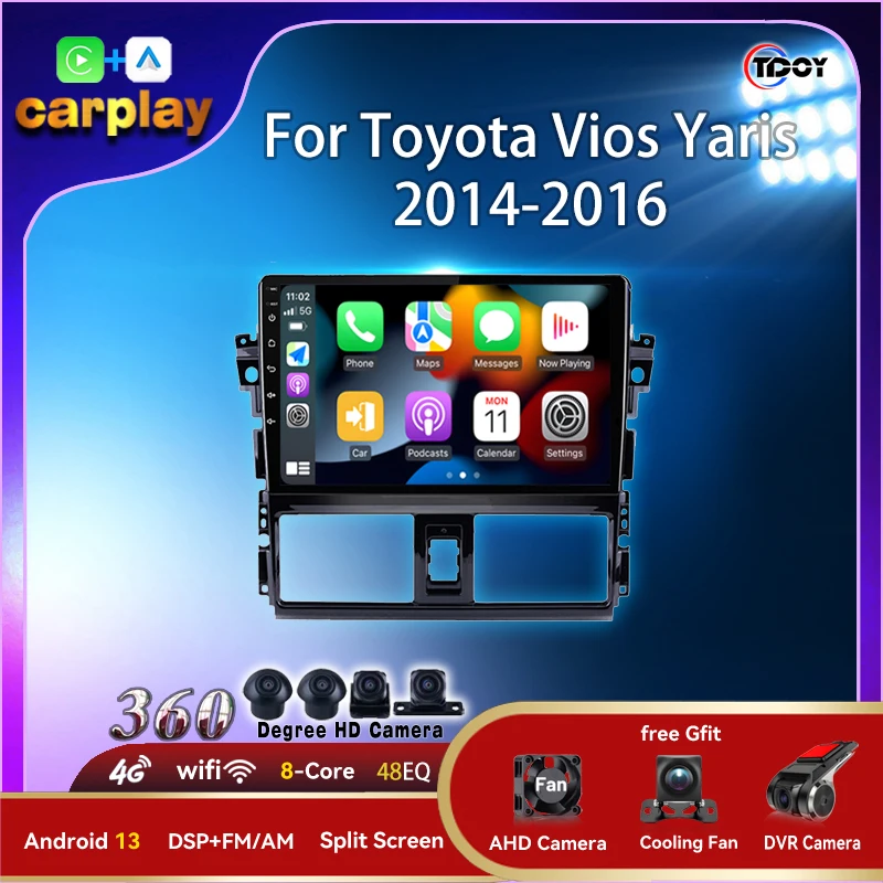 

Car Radio Player For Toyota Vios Yaris 2014-2016 Autoradio Multimedia Automotive Carplay Android Auto Bluetooth Car Vidoe Player