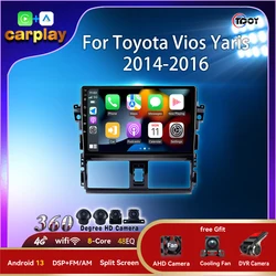 Car Radio Player For Toyota Vios Yaris 2014-2016 Autoradio Multimedia Automotive Carplay Android Auto Bluetooth Car Vidoe Player