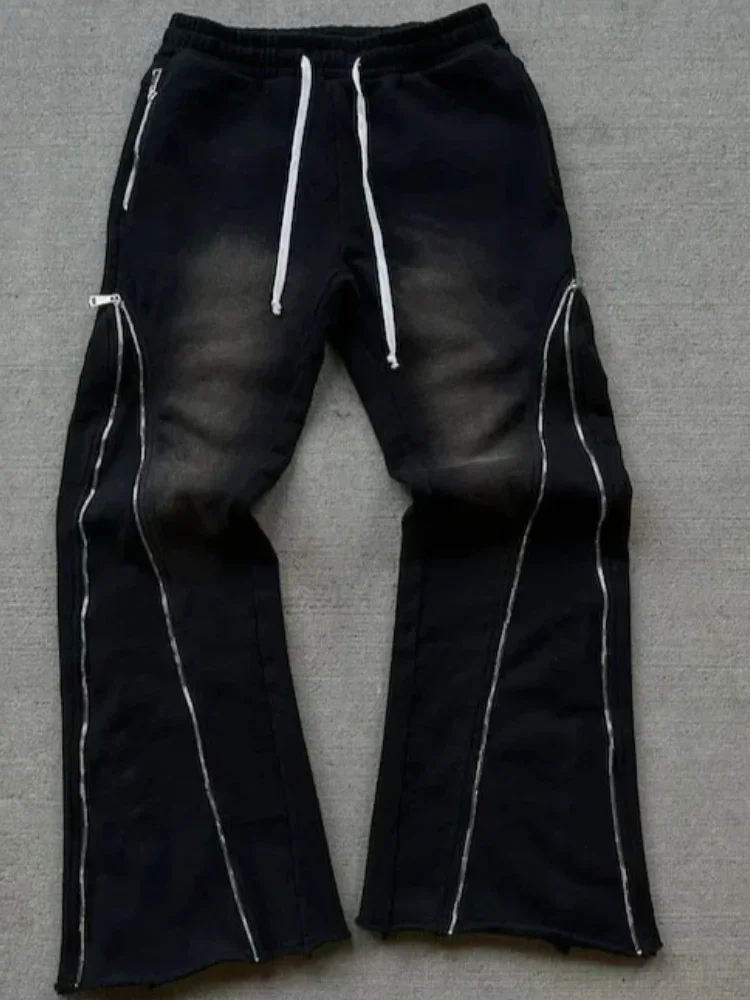 Amerykańskie retro, styl high street, pikantny styl dziewczęcy, spodnie z zamkiem błyskawicznym, codzienne, wiosenno-jesienne, uniwersalne i modne spodnie dla par.