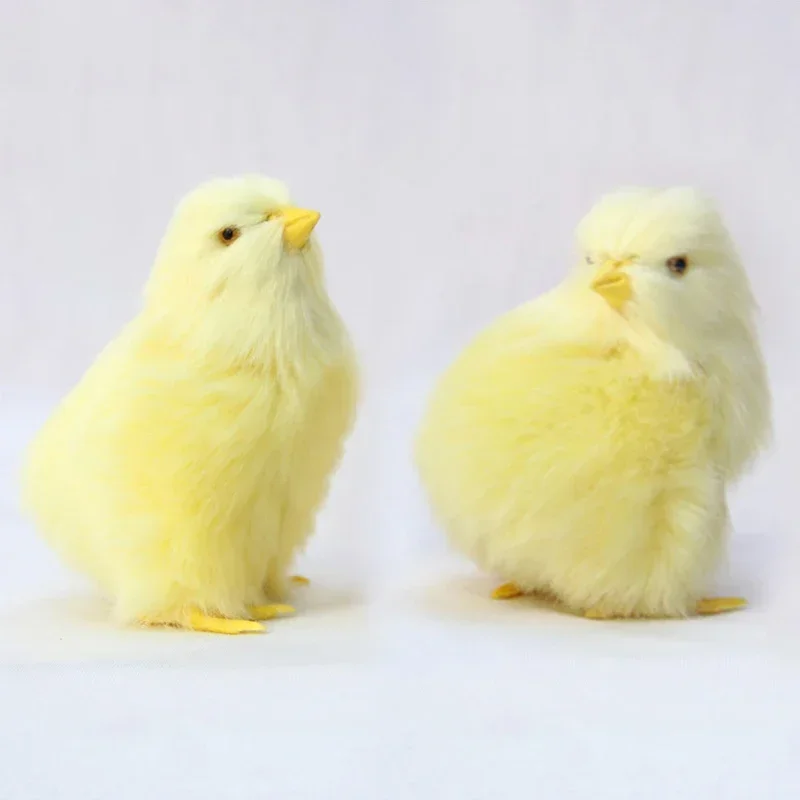 Soft Plush Yellow Chicken Toys Simulation Animal Figurines Doll Table Decoration Easter Realistic Chick Miniature Model Ornament