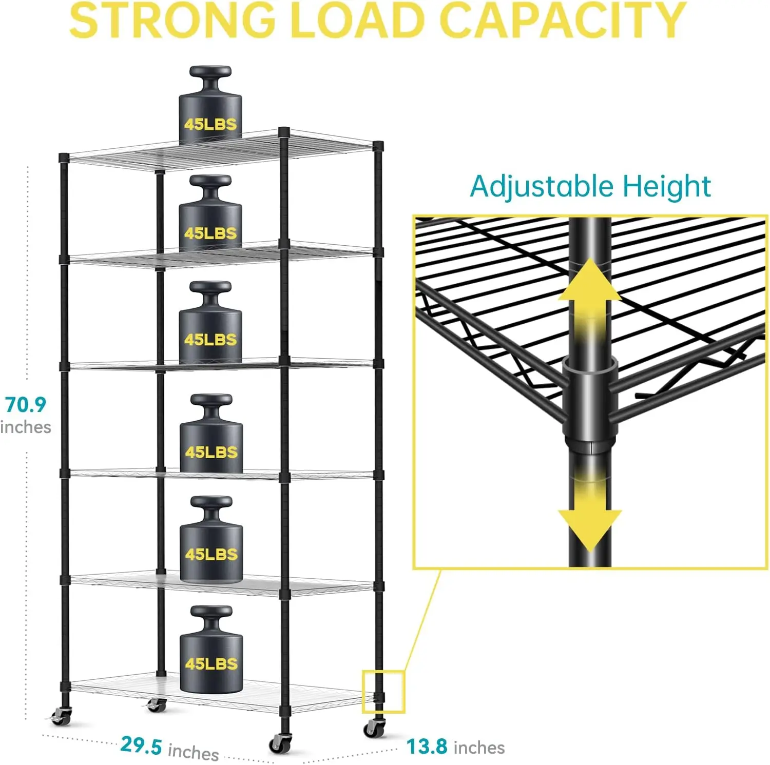 DIY Plant Shelf with Grow Lights, Grow Light Shelf with Adjustable Rack and Wheels, Plant Stand, 8-Pack