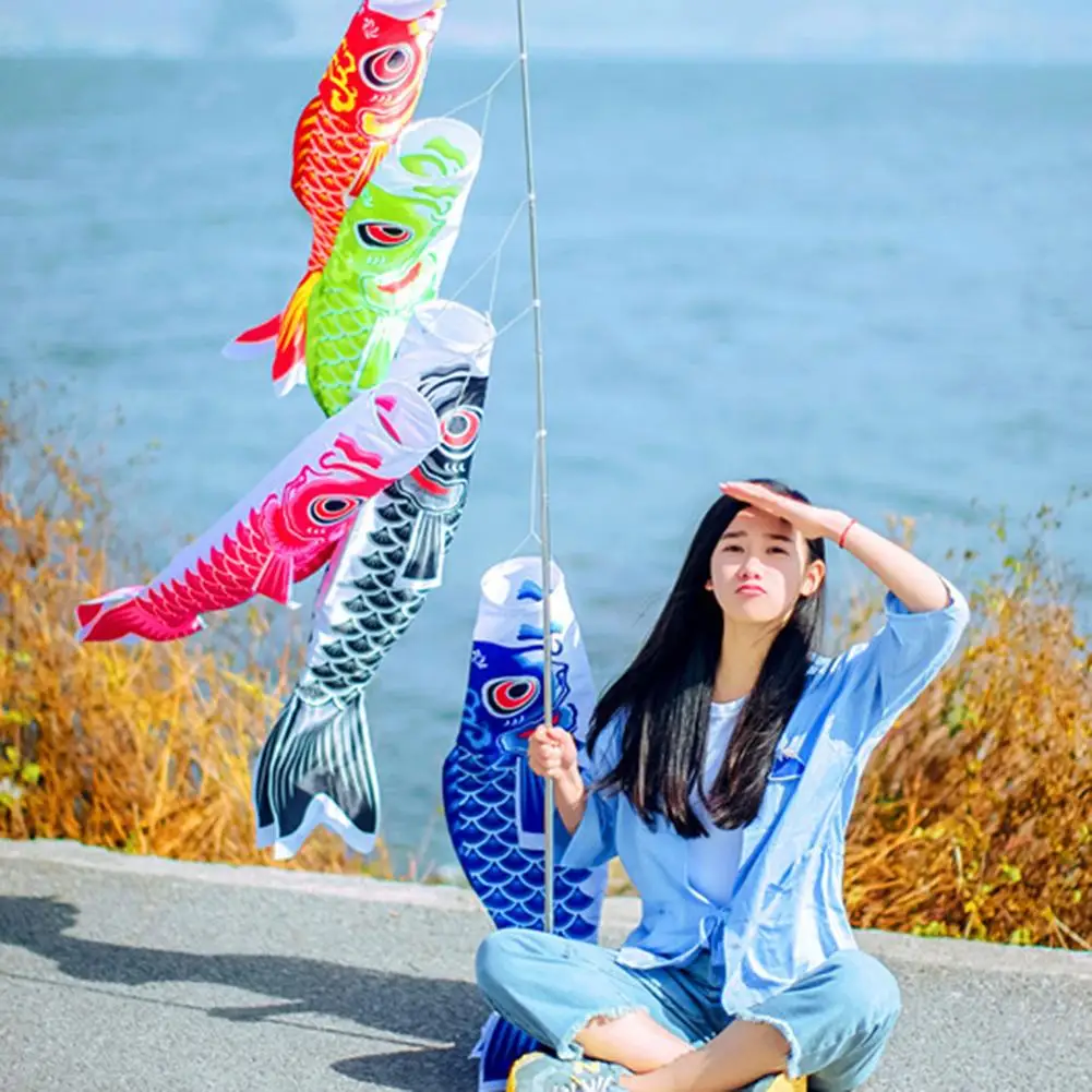Japanese Carp Windsock Flag Japan Cartoon Satin Dragon Boat Carp Windsock Streamer Festival Accessory