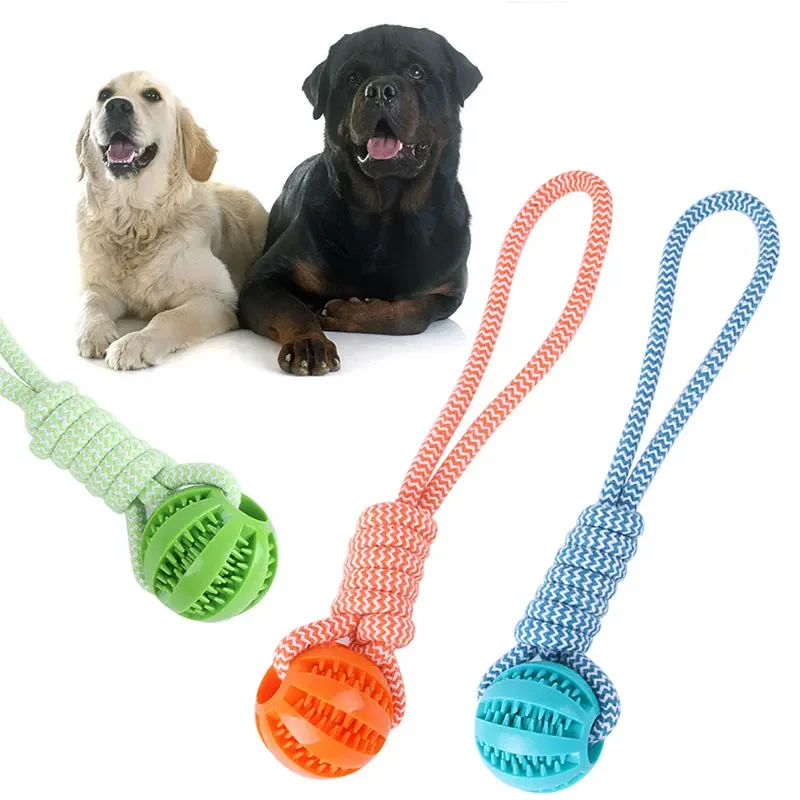 

Pet Bite Rope Dog Toy Pull Cotton Rope Ball Toy Long Tail Ball Molar Tooth Cleaning Leaking food Ball Chew Toy Interactive Toy