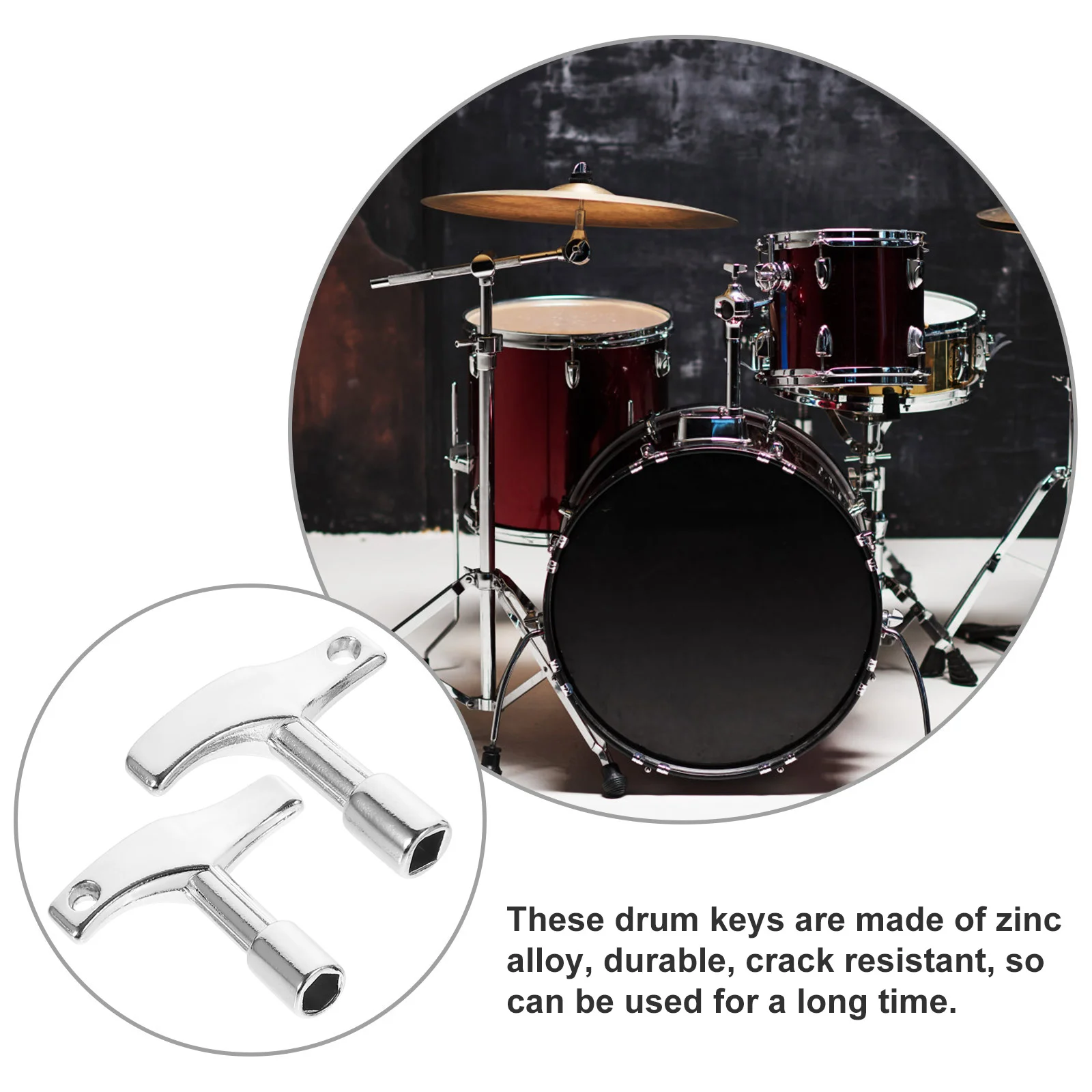 2 Pcs Hexagonal Square Zinc Alloy Tuning Key Drum Drums Wrenches Snare Keys Tuner Instrument Parts Metal