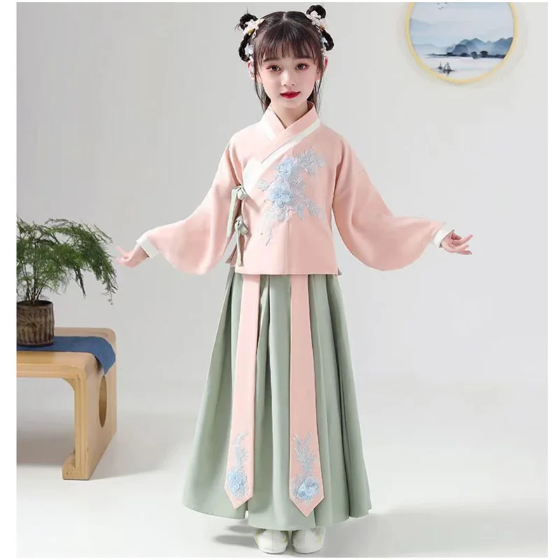 Chinese Hanfu Girls' Dress Retro Casual Dress