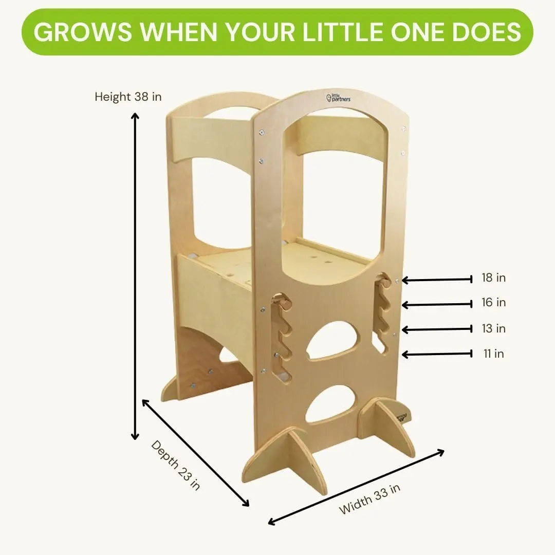 Sgabello da cucina per bambini, sgabello da cucina ad altezza regolabile, per bambini, incoraggia l'apprendimento, l'indipendenza