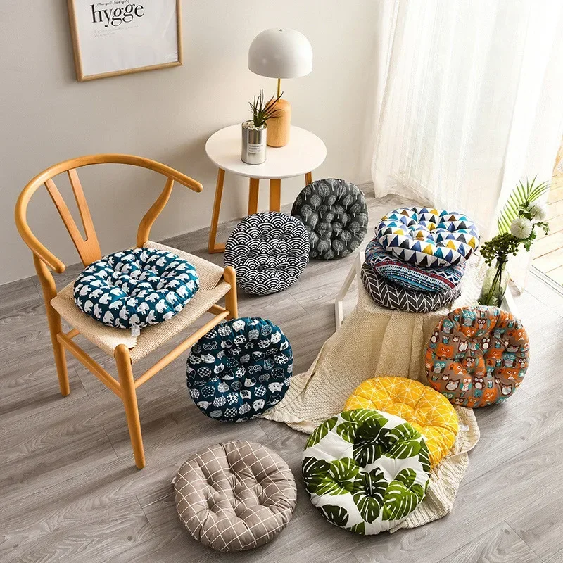 

Round Retro Plaid Geometry Print Chair Cushions Chair Pad 40/45cm Home Decorations Bedroom Office Supplies Indoor Outdoor Garden