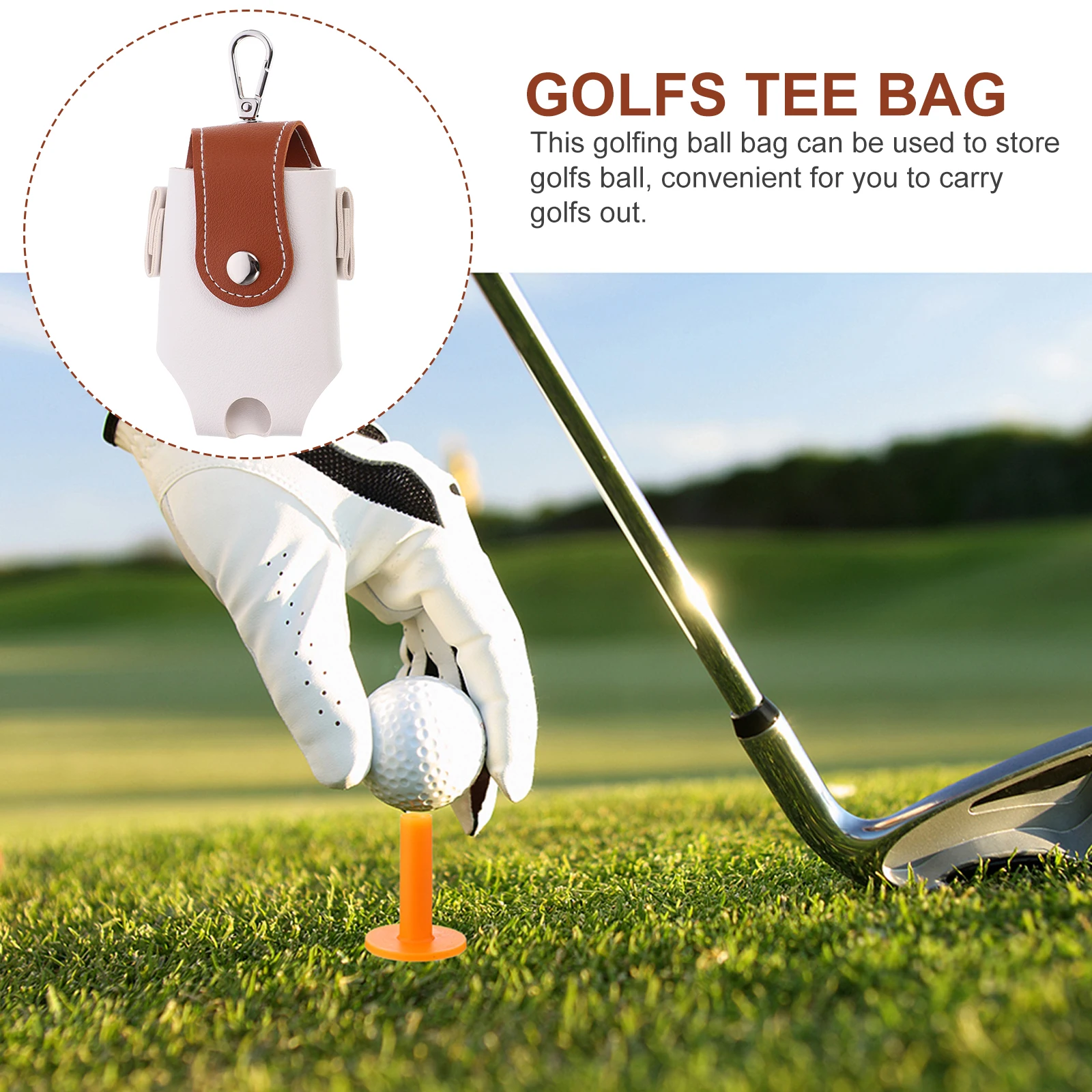 

2pcs Golf Bag Small Pouch Brown WearResistant Stable Portable Golfs Ball Bag Golfs Tee Container Accessories