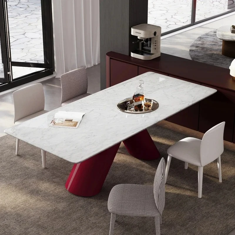 A   A50 Marble dining table rectangular light luxury high sense new α coefficient natural luxury stone dining table