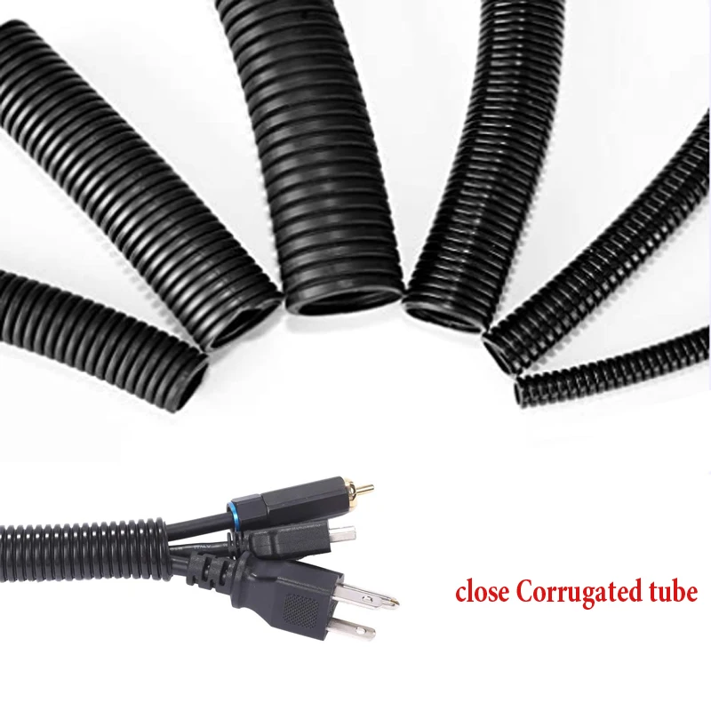 1/3meter Corrugated Pipe 7mm-28mm Auto Corrugated Car Cable Insulation Tube Harness Motor Electrical Wire Protection Accessories