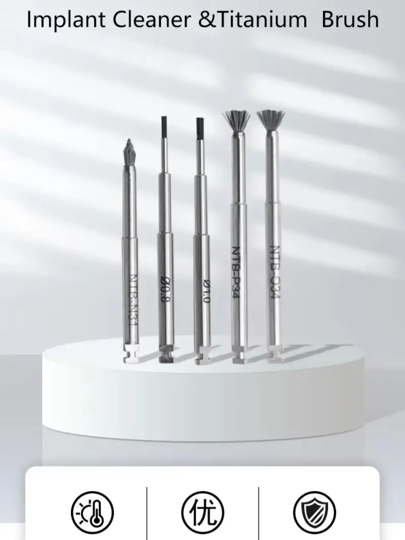 

Titanium Dental Brush for Peri-Implantitis -Autoclavable Implant Surface Threads Brush for Implant Restoration Maintenance