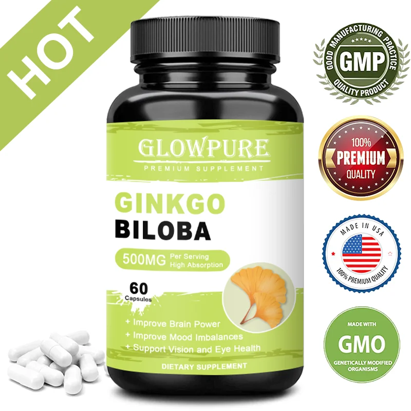 

Ginkgo Biloba Extract Capsules for Brain Cognitive Memory, Relieve Anxiety Depression, Mood Balance Supplement Premium Non-GMO
