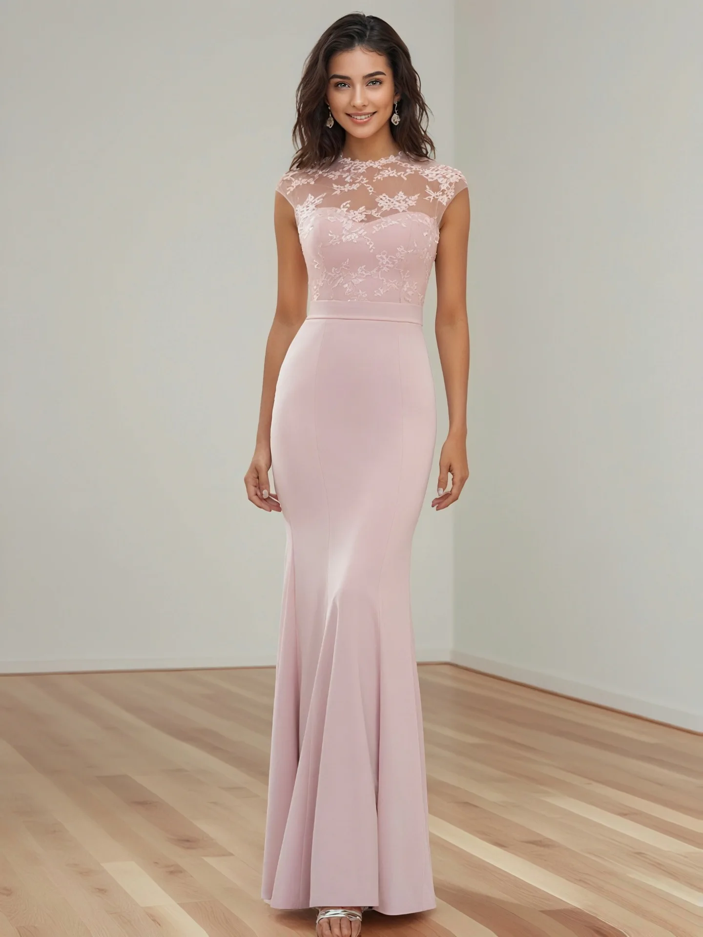 

Elegant High Neck Satin Prom Dress Lace Tight Corset Slim Fit Bridesmaid Dress Mermaid Wedding Guest Evening Dress Customized