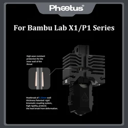 Phaetus For Bambu Lab X1 P1 Series 3D Printer Parts Conch Hotend / Conch Hotend Plus EndCoat Nozzle / Silicon Carbide Nozzle