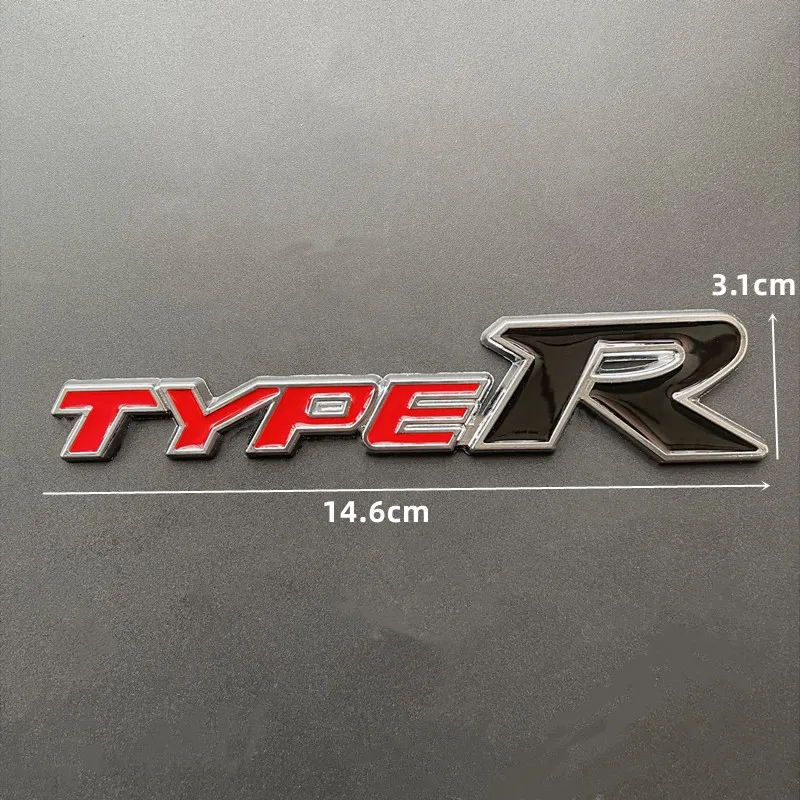 3D Metal Type R Logo Letters Car Trunk Emblem Badge Decal For Honda City Hrv Accord Civic EP3 Mugen Fit TypeR Sticker Accessorie