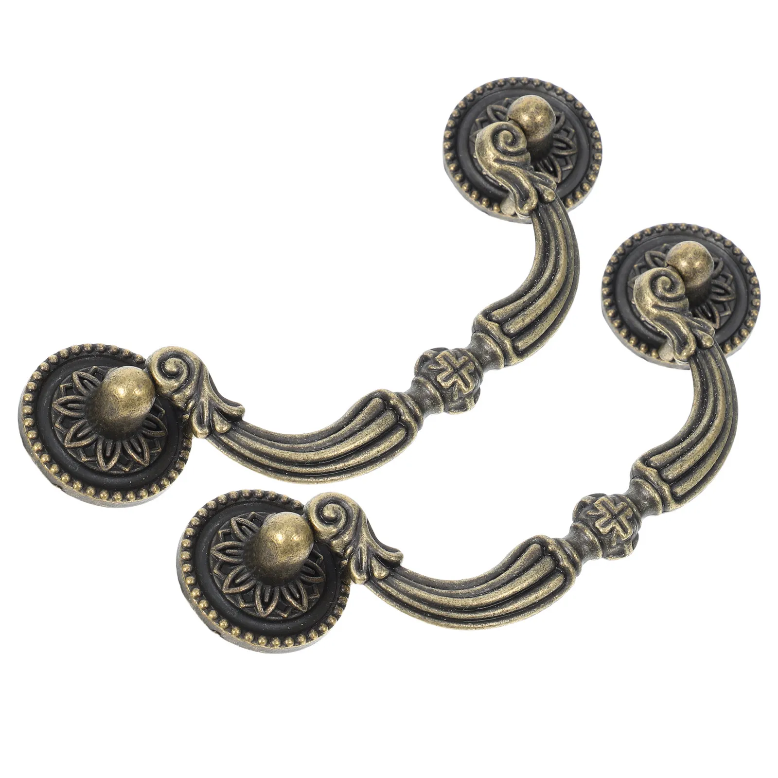 2Pcs Vintage Dresser Pulls Brass Cabinet Handles European Style Easy Install Furniture Hardware for Wardrobe Drawer