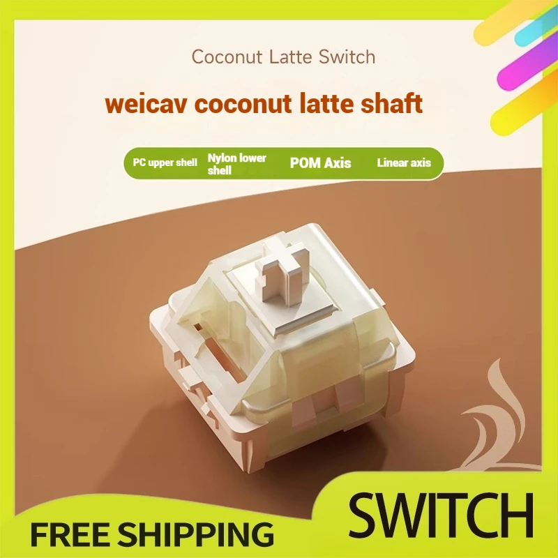 Coconut Latte Axis Linear Five Pin For Mechanical Keyboard Lucky65 V2 Customized Switch Instock 68/100pcs Switch Accessory