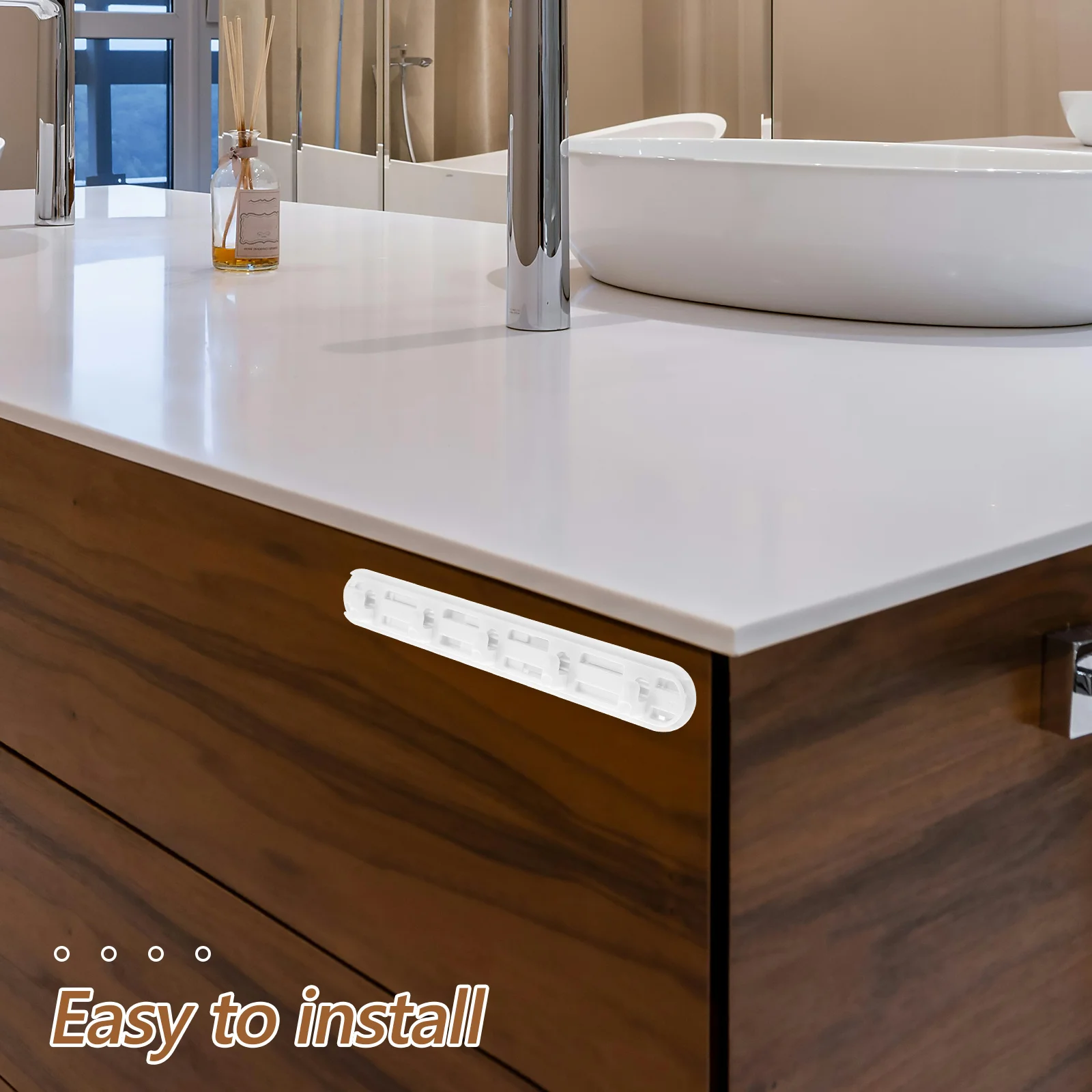 لاصق تحت الخزانة، رف منزلق، منظم قابل للسحب، خالٍ من الضرر، بدون حفر، حامل موفر للمساحة للحمام المطبخ #3