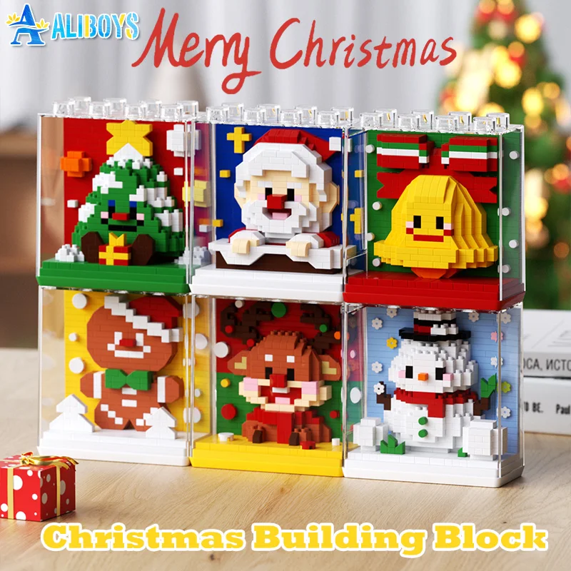 Christmas Building Blocks Santa Claus Snowman Elk Tree DIY Puzzle Assembling Brick Table Decoration Kid Christmas Gift Xmas Toy