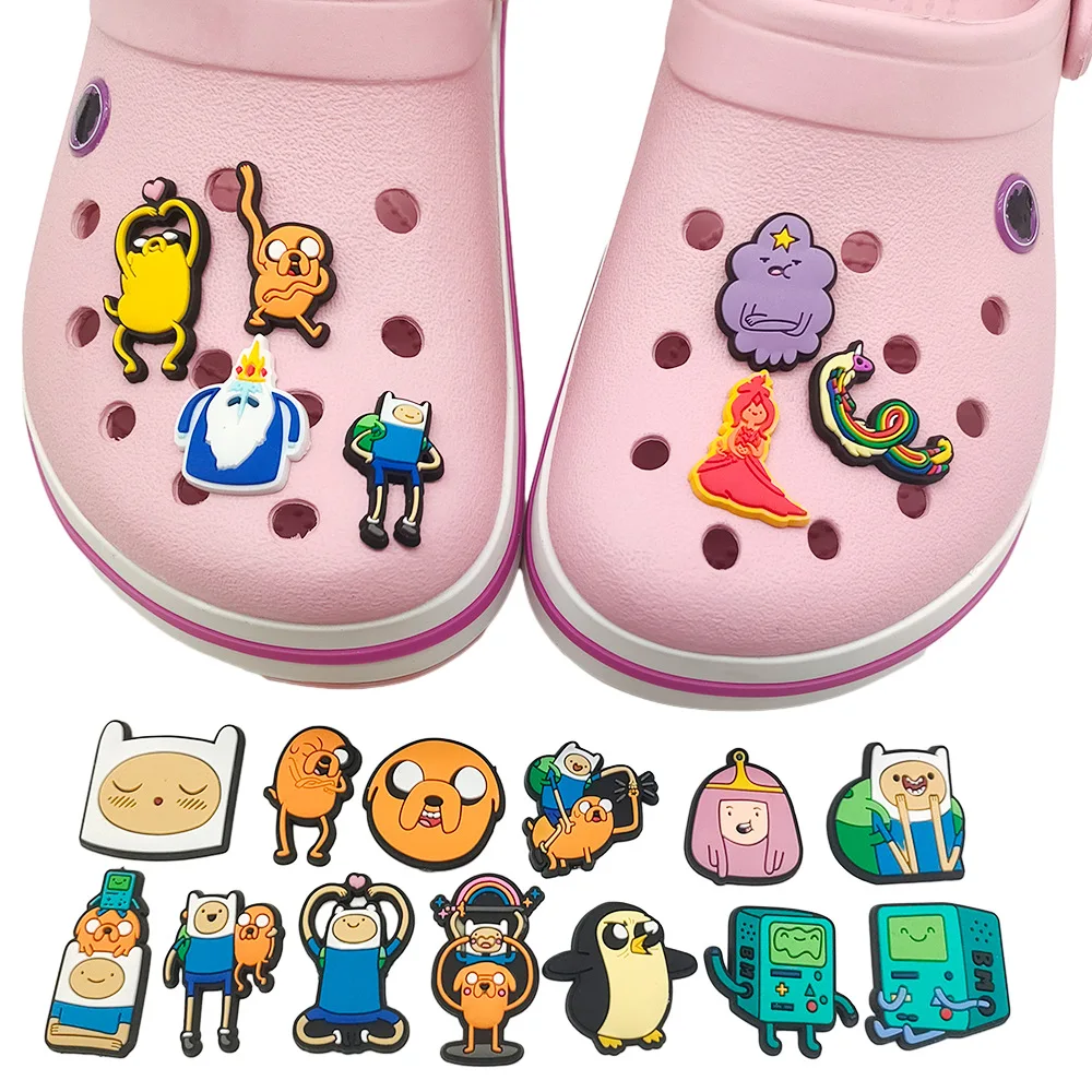 11-20PCS Cartoon Adventure Time Shoe Charms Anime Character Clog Sandal Accessories Buckle Fit Wristbands Shoe Charms Decoration