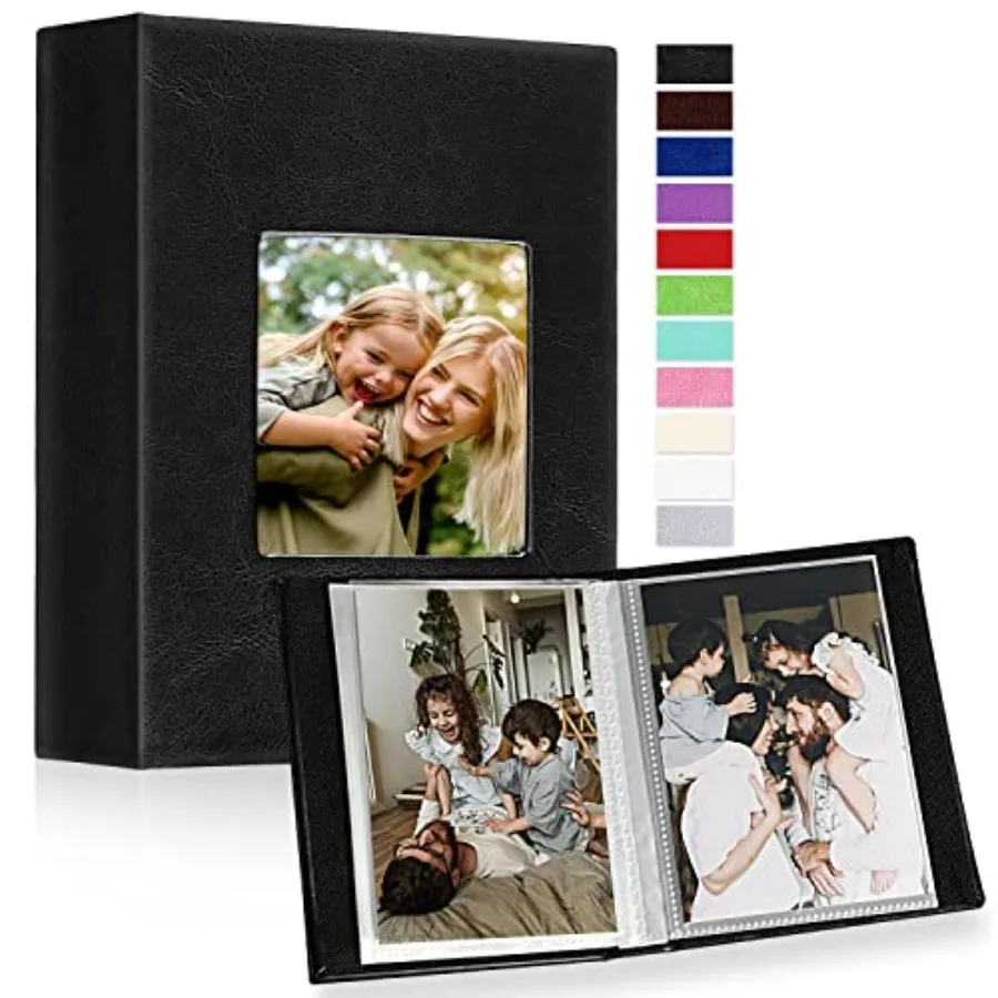Photo Album 4x6 50 Pockets 2 Packs, Small Mini Capacity Leather Photo Albums, Each Pack Holds 50 Top Loader Vertical Only Pictu