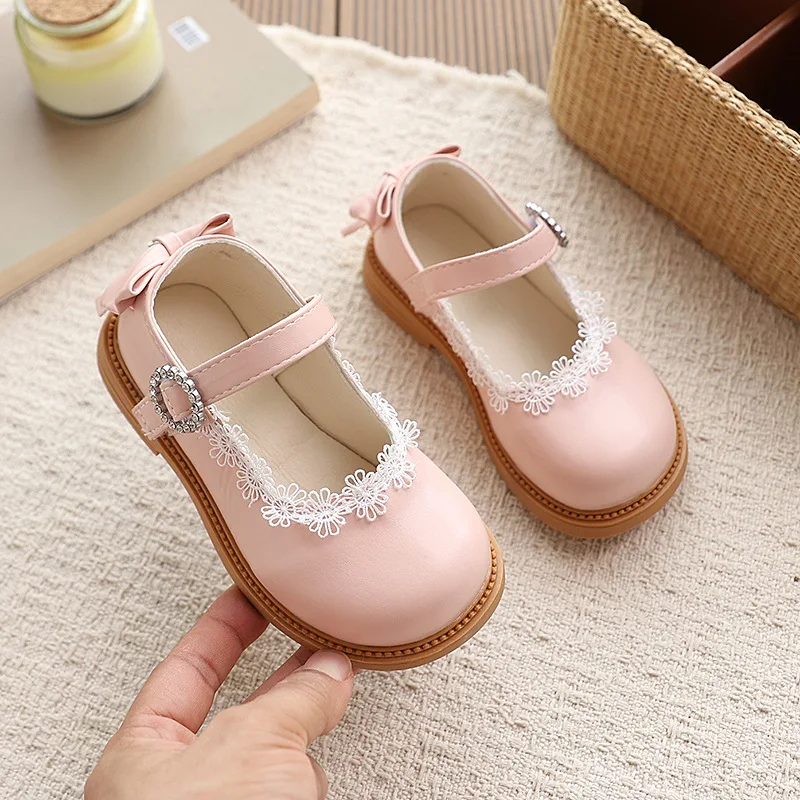 Fashion Girls' Shoes 2026Spring New Kids Leather Shoe Simple Versatile Girls' Princess Shoes Comfort Anti Slip Child Casual Shoe