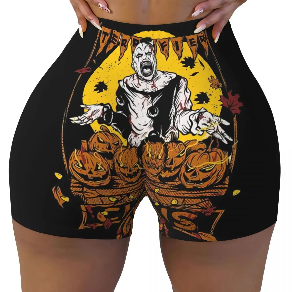 Custom Terrifiers Halloween Circus Running Volleyball Gym Shorts Women's Athletic Workout Yoga Shorts