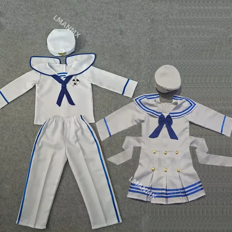 Girl or Boy Baby White Navy Sailor Marine Stripe Costume Party for Kid Hat  Tops   Pant